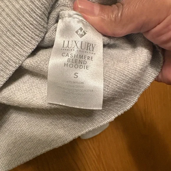 Cashmere Blend Hoodie Women's Light Gray Hoodie Sweater - Picture 4 of 9